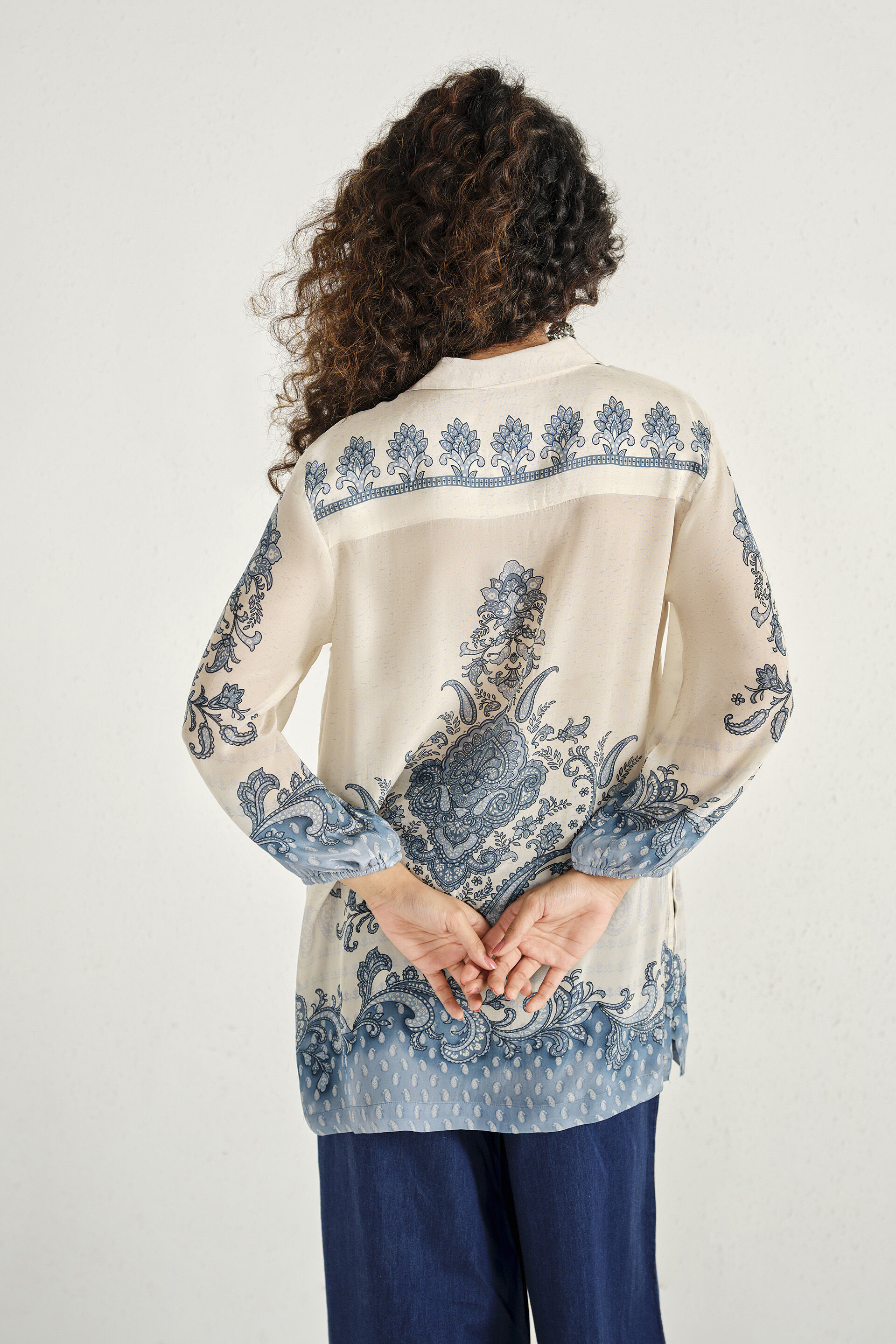 Printed Tunic in White, White, image 4